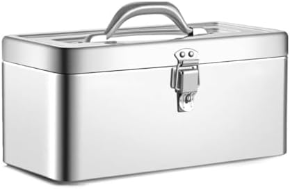 Boîte à Outils Robuste En Acier Inoxydable – Organiseur Portable En Métal Avec Grande Capacité De Rangement Pour La Maison, La Voiture Et L'extérieur (38,1 Cm)