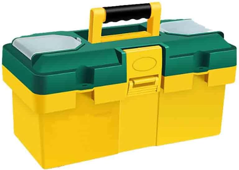 Boîte à Outils Multifonction En Plastique Portable (jaune Vert, 44,5 X 23,5 X 21 Cm)