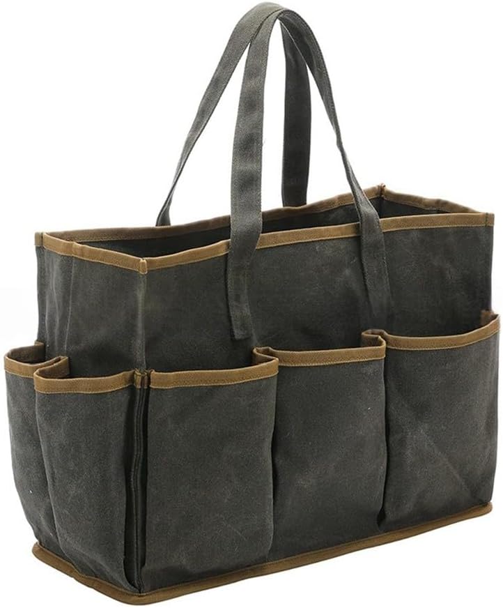 Sac à Outils En Toile Cirée Intégrée Pour Durer Avec 10 Poches Robustes Pour Jardiniers Et Rôles D'entretien (noir)