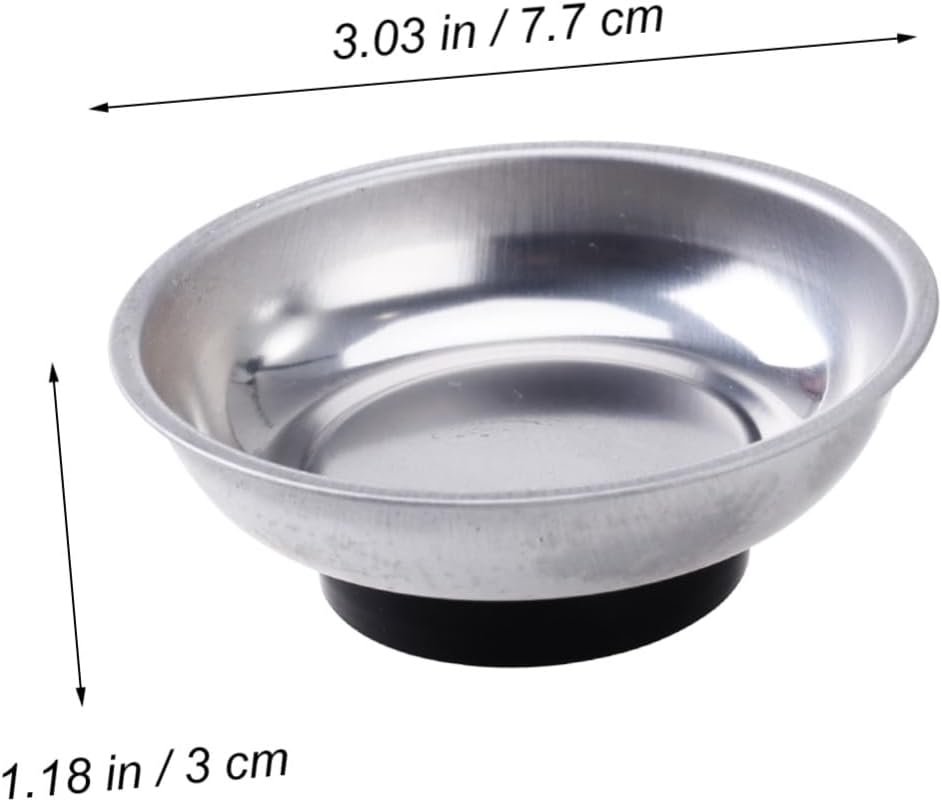 VALICLUD Lot De 4 Plateaux Magnétiques Ronds En Acier Inoxydable 7,6 Cm, Bol Porte-pièces Compact Antirouille, Utilisable Pour Vis Et Petits Outils En Atelier Ou Bricolage