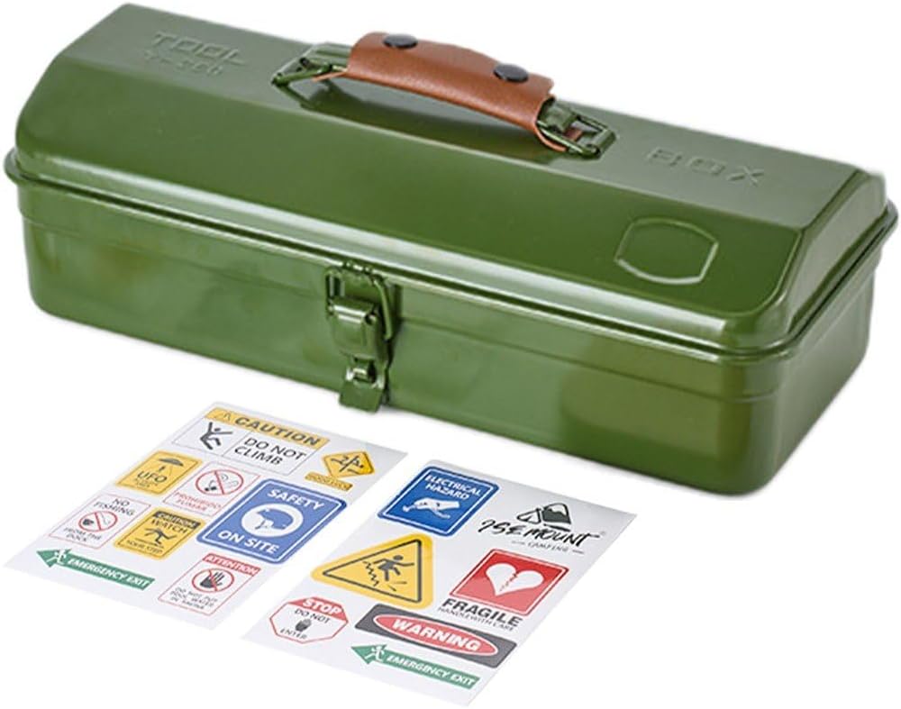 Boîte À Outils En Métal Avec Autocollants, Boîte À Outils De Réparation, Boîte De Premiers Secours, Plateau Fourre-Tout Portable Pour Ranger Les Outils Les Petites Pièces
