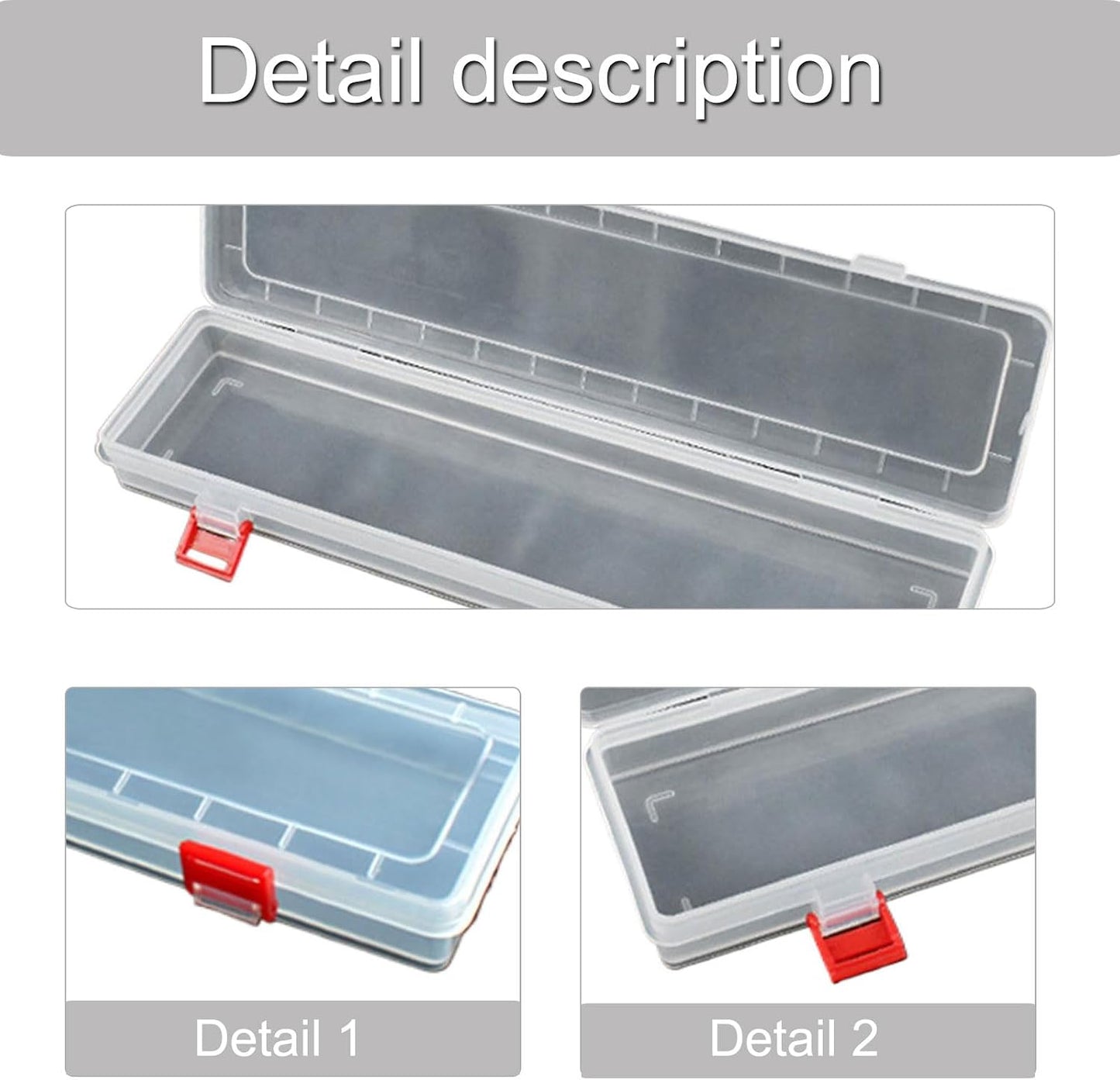 Boîte à Outils En Plastique De 35,5 Cm Avec Couvercle Transparent Rectangulaire Long Boîtier De Rangement Grand Compartiment Pour Pièces Récipient D'organisation
