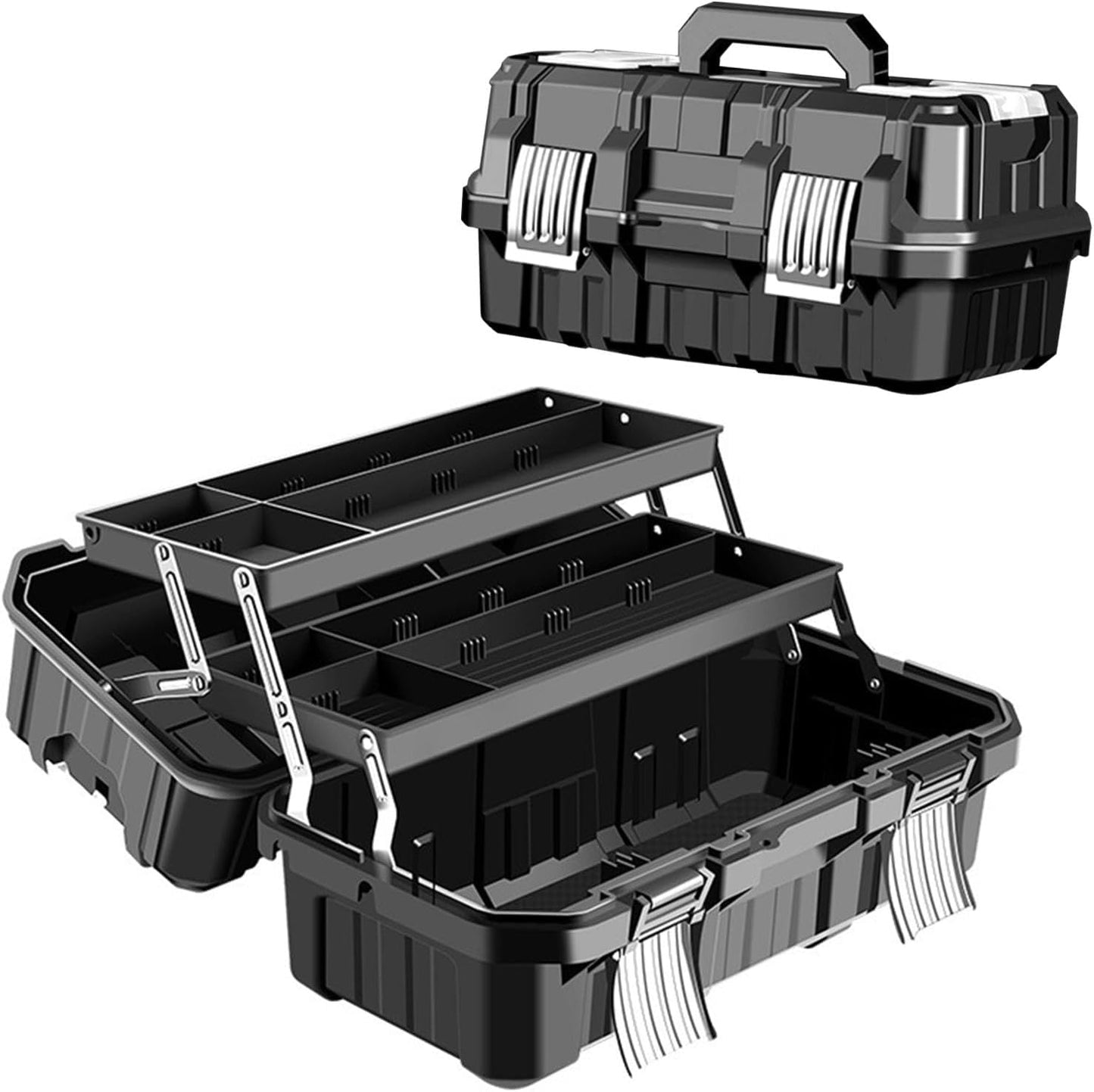 Boîte De Rangement Multifonctionnelle Pour Outils | Étui De Grande Capacité | Organiseur à Outils à Boucle En Acier Inoxydable, Rangement D'outils Pliable à 3 Niveaux, Boîte De Matériel