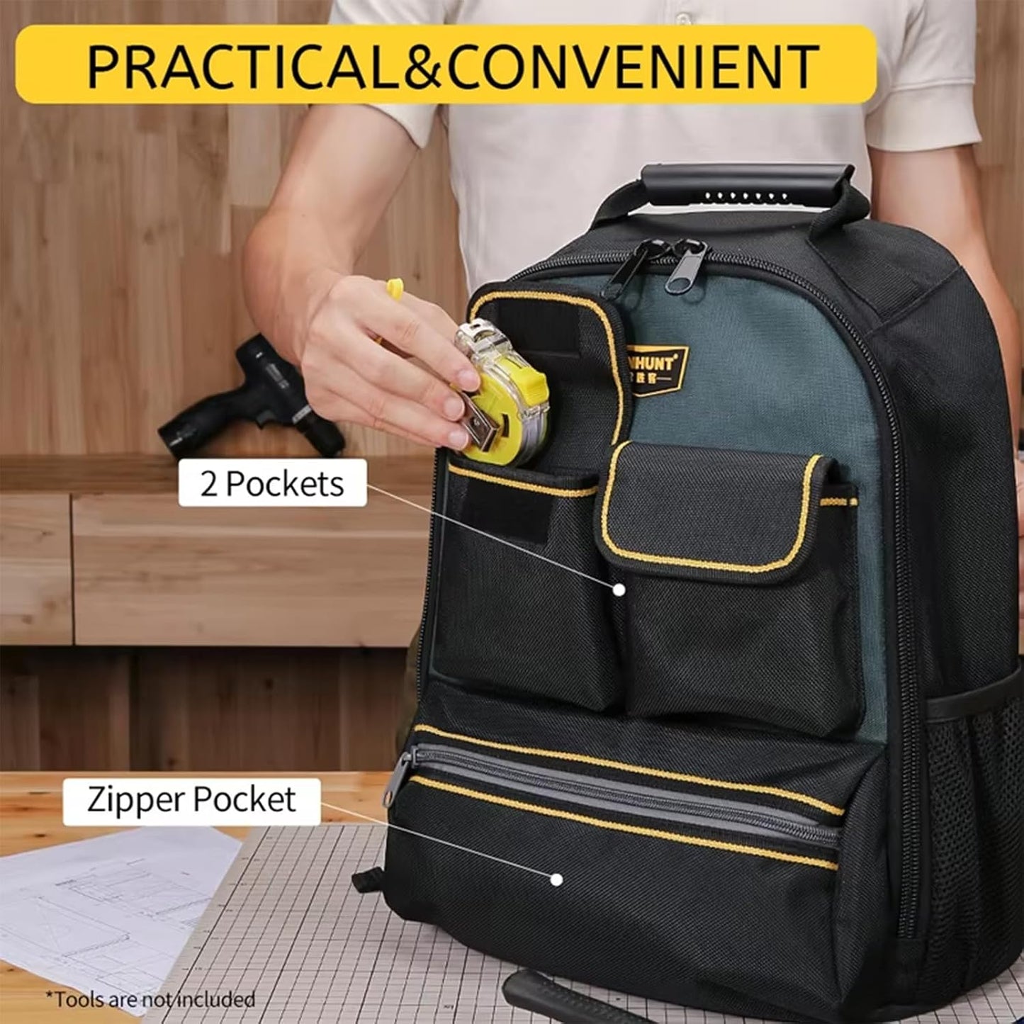 Sac à Dos à Outils Multi-poches Pour électriciens, Techniciens Et Techniciens En Tissu Oxford Résistant à L'usure Sac à Bandoulière Organisateurs Transporteurs