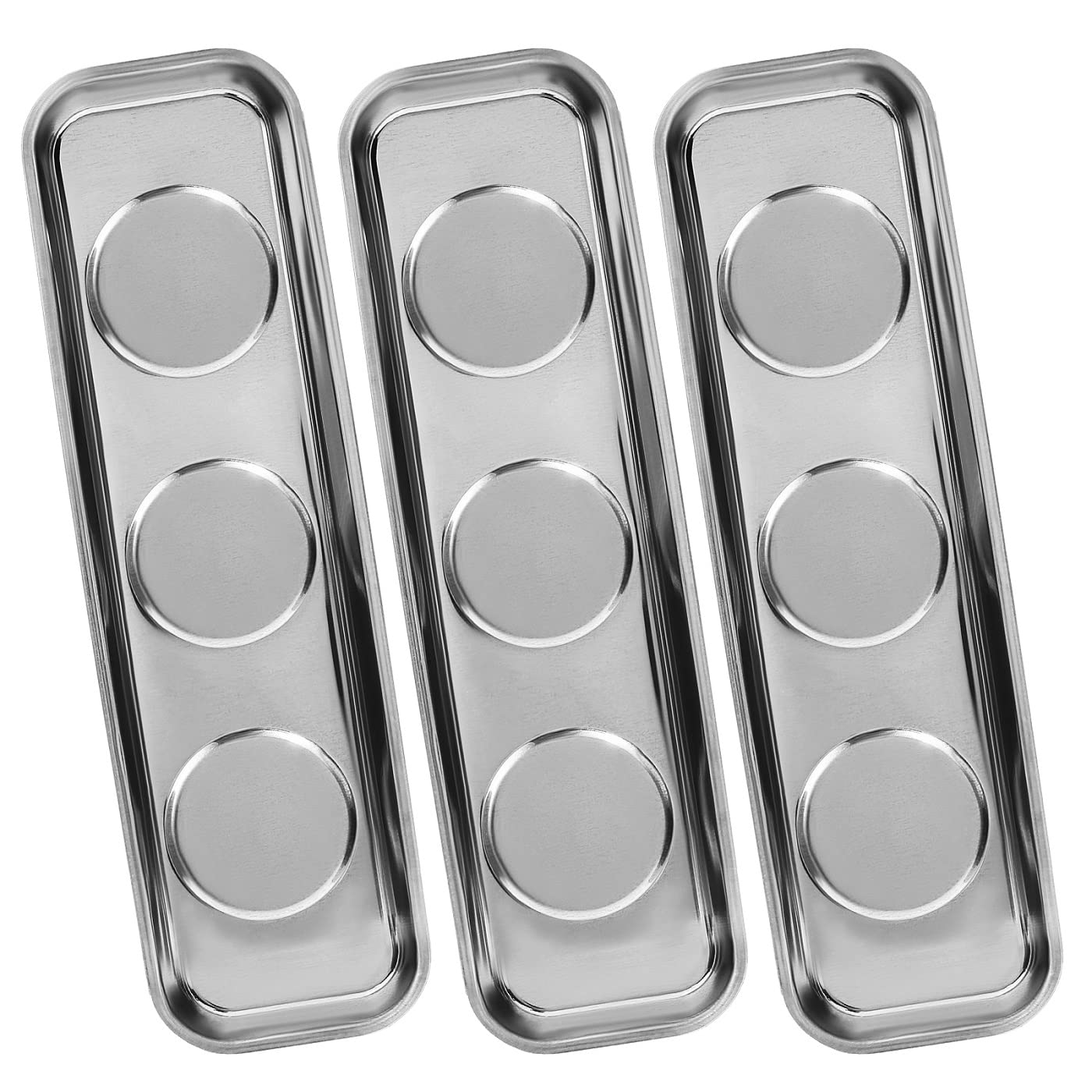 VASTOOLS Lot De 3 Plateaux Magnétiques Ronds De 15,2 Cm En Acier Inoxydable Pour Vis, Douilles, Outils, écrous, Boulons, Accessoires En Métal Ferrugineux