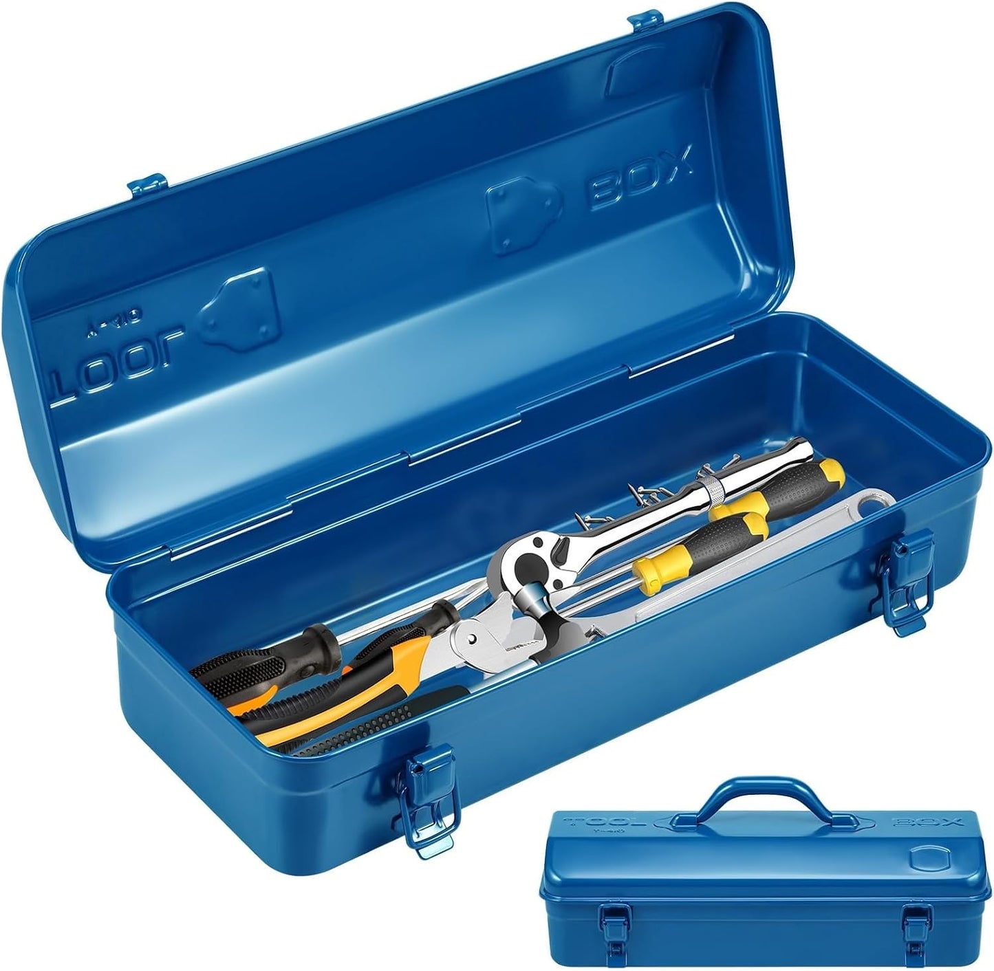 Boîte À Outils Portative En Métal De 16,9 Pouces Avec Fermeture Double Loquet - Conception Toit Croupe Durable For L'atelier Et Le Stockage Voiture Light Luxury Appeal