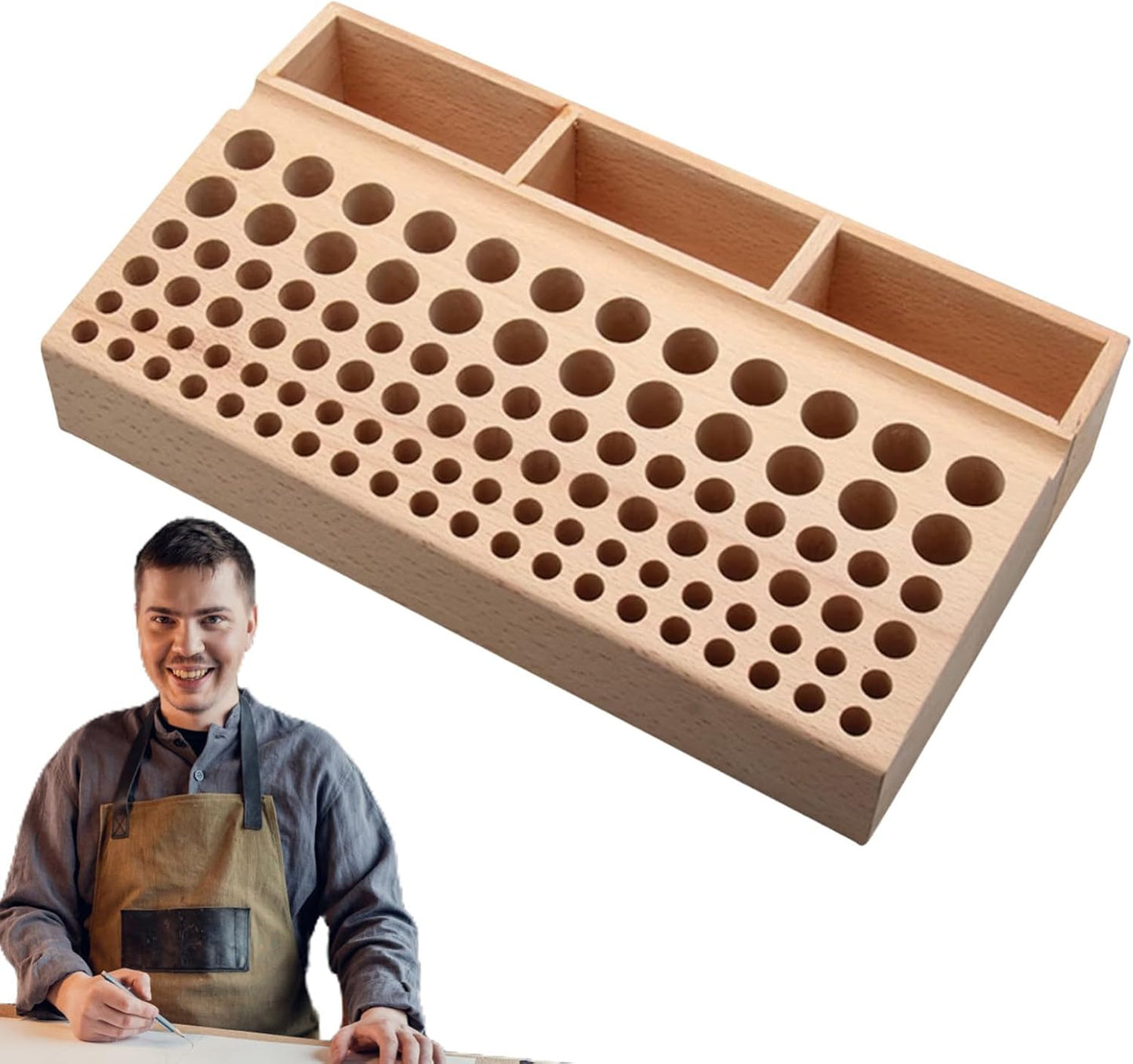 GENERIC Boîte à Outils,Stand à Perforation En Cuir | Boîte De Rangement En Bois Pour Outils En Cuir,Usage Domestique Et Artisanal Pour Les Femmes Et Les Hommes
