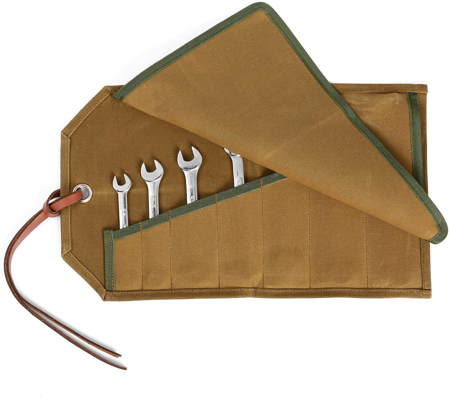 Sac De Rangement Pour Outils, 16 Oz En Toile Cirée, Résistant, 10 Poches, Métrique Et SAE, Porte-clé Avec œillets, Kaki, 45,7 Cm L X 38,5 Cm L