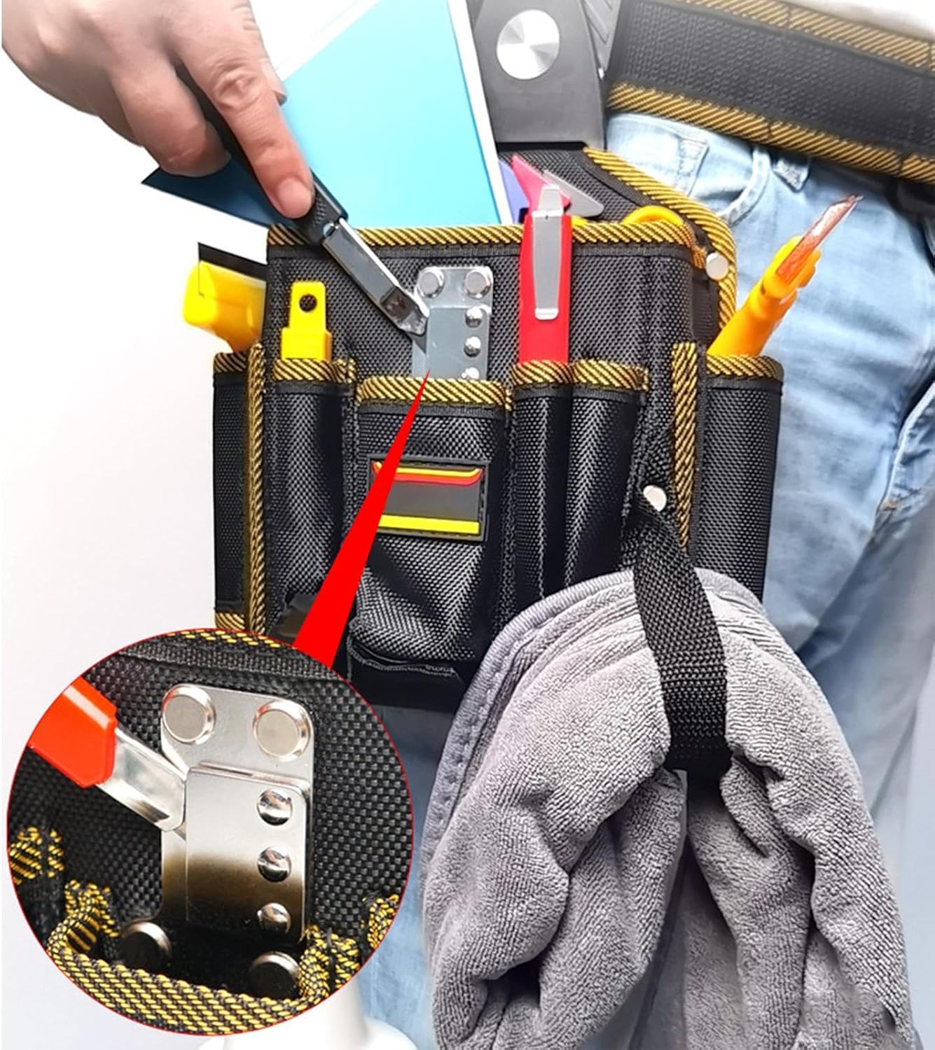 XIAOXIAOYU Sac à Outils Pour électricien - Organiseur De Travail - Capacité - Porte-ceinture Léger Pour Couvreurs Et Coiffeurs