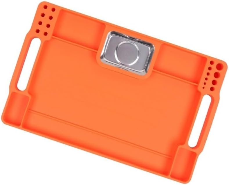  Plateau à Outils En Silicone Avec Base En Acier Inoxydable, Organiseur Flexible Antidérapant Pour Petites Pièces, Résistant à La Chaleur Jusqu'à 250 °C, Rangement Portable Pour Voyage, Garage (orange