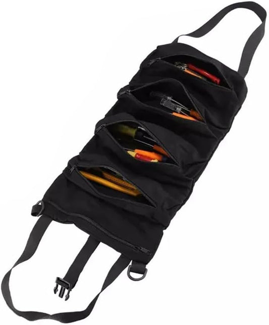  Sac à Outils Robuste En Tissu Oxford Avec 5 Poches Pour Le Rangement Des Clés, Organiseur Multifonction à Suspendre Pour Siège De Voiture Et Atelier, Noir