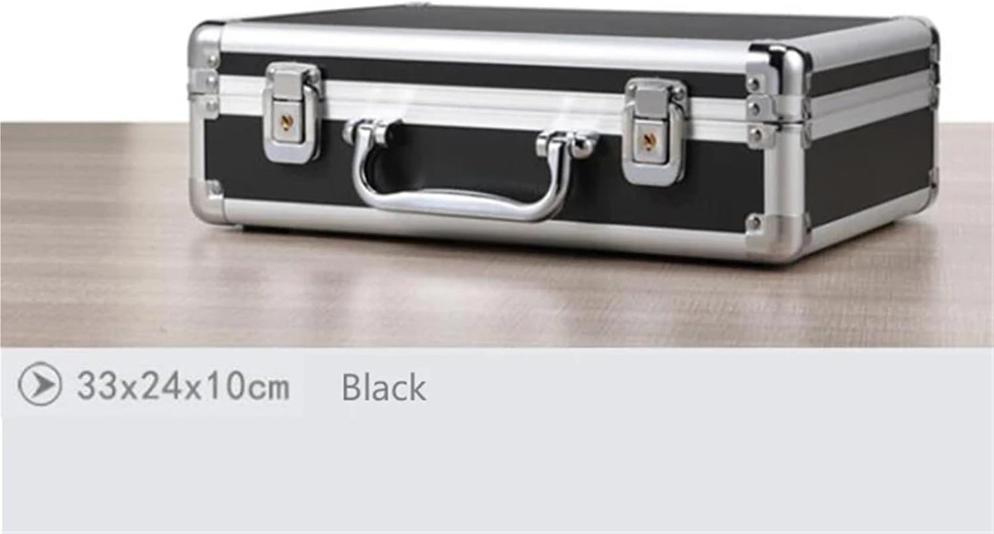 Valise Aluminium Mallette Rigide En Aluminium, Boîte à Outils, Mallette De Transport Avec Doublure Tissu, Vol For équipement Portable(Black)