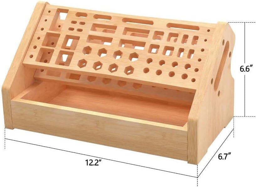  Sanfly Support De Rangement De Tournevis En Bambou, Support De Rangement De Tournevis De Bureau, Support De Rangement D'outils De Réparation Avec 53 Trous, Organisateurs De Mini Kits D'outils