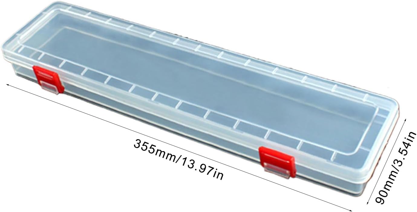  Boîte à Outils En Plastique De 35,5 Cm Avec Couvercle Transparent Rectangulaire Long Boîtier De Rangement Grand Compartiment Pour Pièces Récipient D'organisation