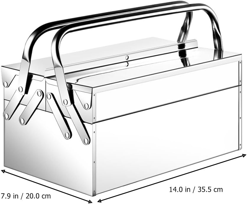  Angoily Boîte à Outils En Acier Inoxydable Avec 2 Plateaux Pliants, Organiseur Multifonction, Boîte De Rangement Portable, Boîte à Couture En Métal Pour Loisirs Créatifs