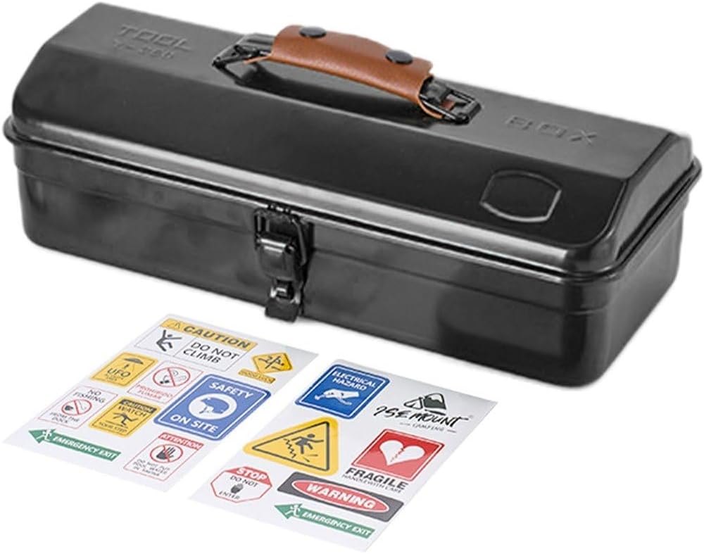  Boîte À Outils En Métal, Boîte À Outils Portable D'extérieur Avec Autocollants, Boîte À Outils De Réparation Avec Métal Pour Outils, Jouets, Rangement De Décorations