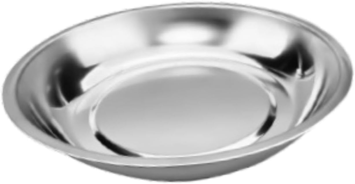  Generic Plateau Rond Automobile Bol Plat Rangement Pièces Automobiles Coupelle Organisateur Métal Acier Inoxydable Convient Pour Mécanique Travaux Atelier, 6 Pouces