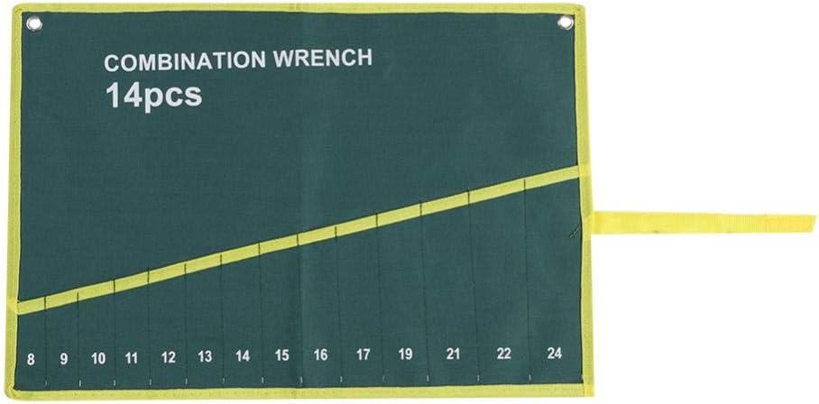  Couleur Verte Ensemble Poches à Clé Toile Multi-poches Enrouler Les Outils Sac De Rangement Clé Pince Clé Titulaire Organisateur( 14 Poches)