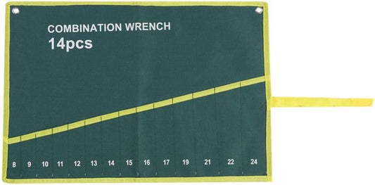  Couleur Verte Ensemble Poches à Clé Toile Multi-poches Enrouler Les Outils Sac De Rangement Clé Pince Clé Titulaire Organisateur( 14 Poches)