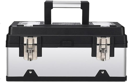  Coffret à Outils Boîte à Outils En Acier Inoxydable Kit De Réparation Matériel Portable Multifonction For La Maison Stockage Supplémentaire(17inch)