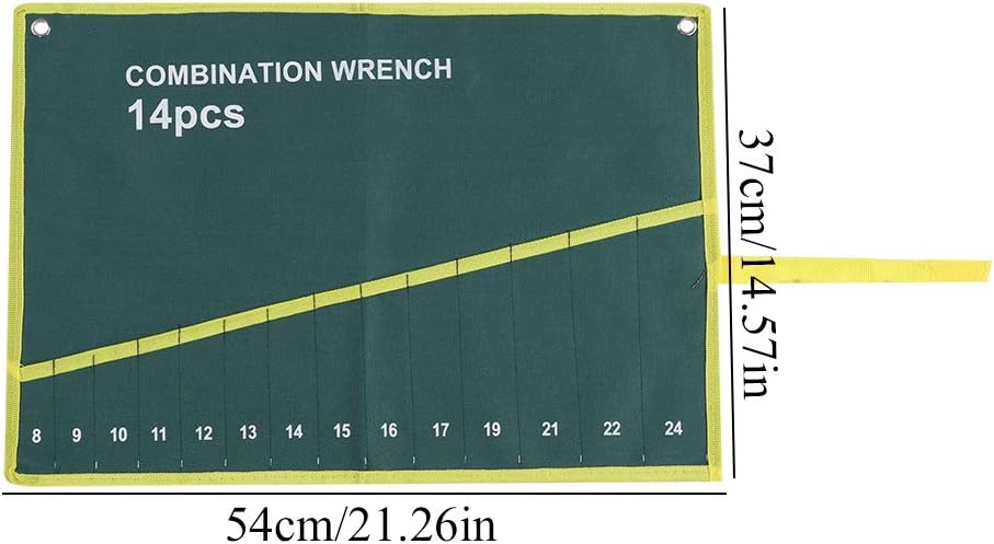  Couleur Verte Ensemble Poches à Clé Toile Multi-poches Enrouler Les Outils Sac De Rangement Clé Pince Clé Titulaire Organisateur( 14 Poches)