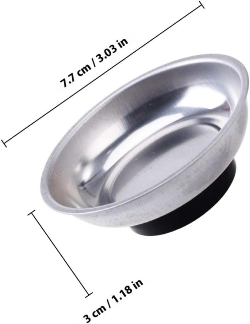  VALICLUD Lot De 4 Plateaux Magnétiques Ronds En Acier Inoxydable 7,6 Cm, Bol Porte-pièces Compact Antirouille, Utilisable Pour Vis Et Petits Outils En Atelier Ou Bricolage