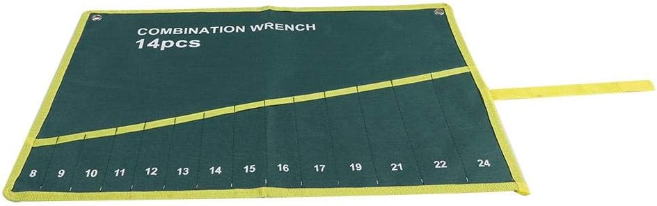  Couleur Verte Ensemble Poches à Clé Toile Multi-poches Enrouler Les Outils Sac De Rangement Clé Pince Clé Titulaire Organisateur( 14 Poches)