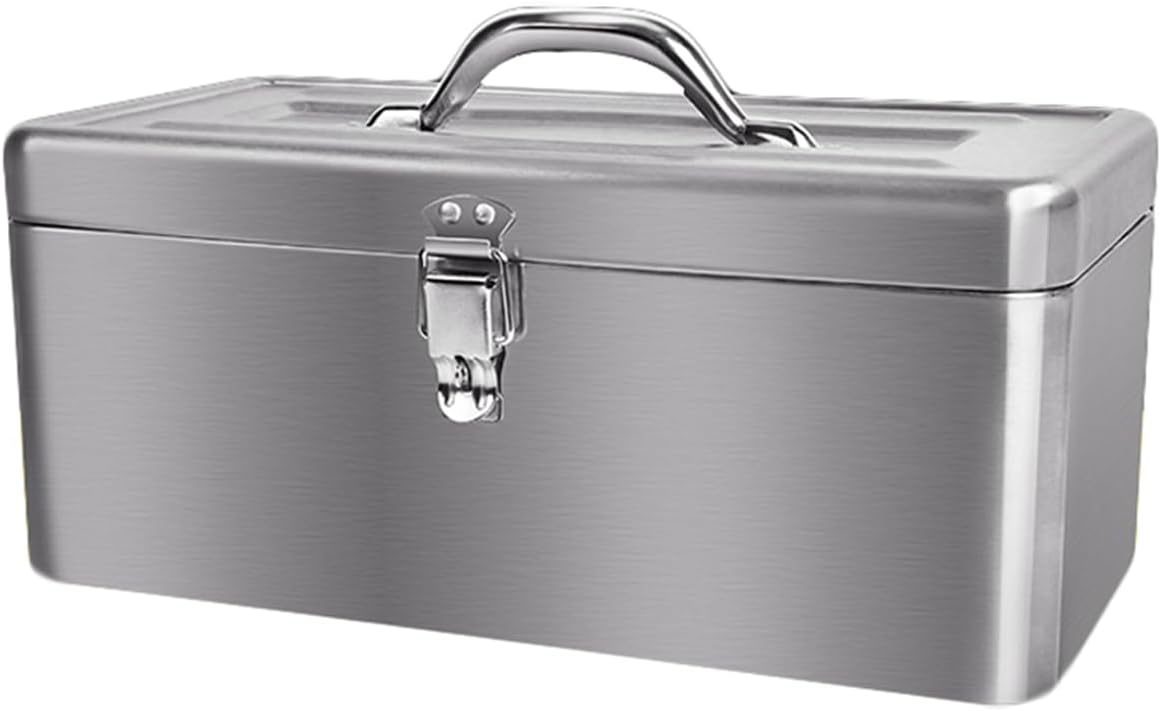  Boîte à Outils De Voiture En Acier Inoxydable, Organisateur De Pièces Polyvalent, étui De Rangement D'outils Portable à Poignée Domestique Avec Loquet En Métal (Taille : Petit, Couleur : A)