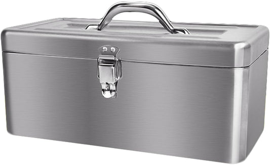  Boîte à Outils De Voiture En Acier Inoxydable, Organisateur De Pièces Polyvalent, étui De Rangement D'outils Portable à Poignée Domestique Avec Loquet En Métal (Taille : Petit, Couleur : A)