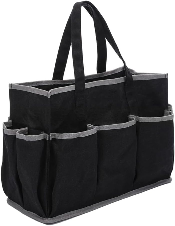  Sac à Outils En Toile Cirée Intégrée Pour Durer Avec 10 Poches Robustes Pour Jardiniers Et Rôles D'entretien (noir)