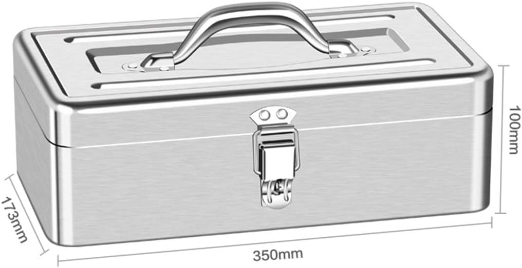  Boîte à Outils De Voiture En Acier Inoxydable, Organisateur De Pièces Polyvalent, étui De Rangement D'outils Portable à Poignée Domestique Avec Loquet En Métal (Taille : Petit, Couleur : A)