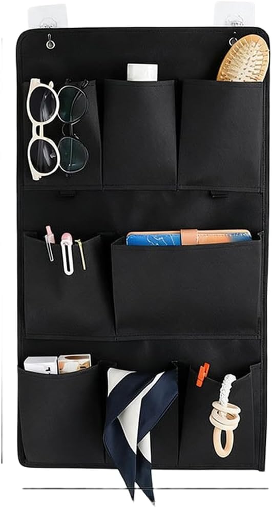  Sac De Rangement Mural à Suspendre Pour Clés, Cosmétiques, Bijoux Avec Plusieurs Poches En Tissu Non Tissé Pour Dortoir, Cuisine, Salon, Chambre à Coucher, Porte, Armoire, Placard, Gris 34 X 22 Cm