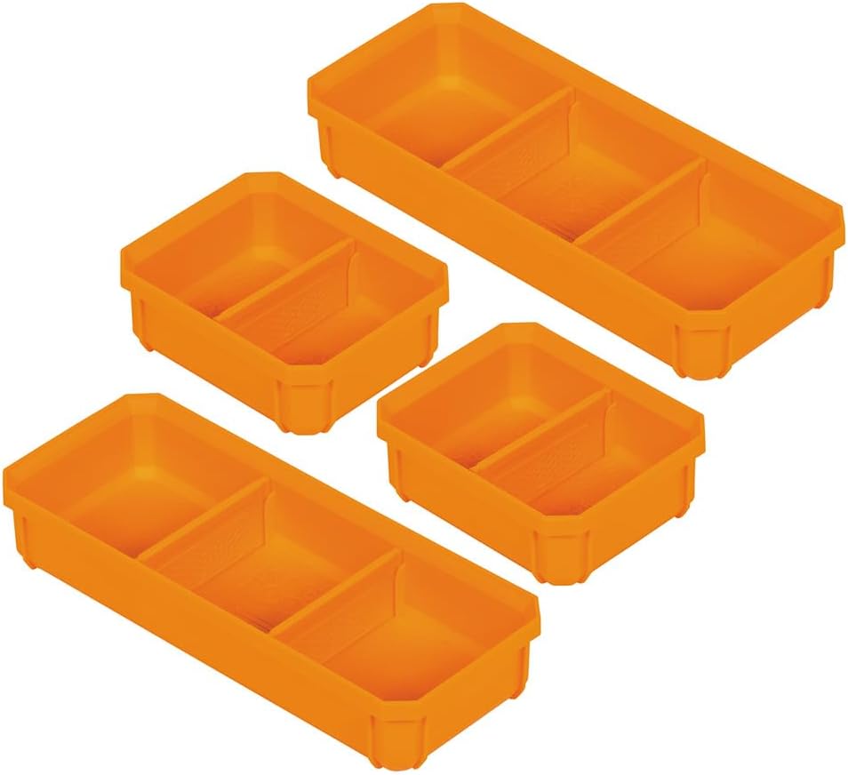  Klein Tools 54810MB MODbox Lot De 4 Bacs De Rechange Modulaires Pleine Ou Demi-largeur Pour Boîtes De Composants Courts, Organiseur De Petites Pièces