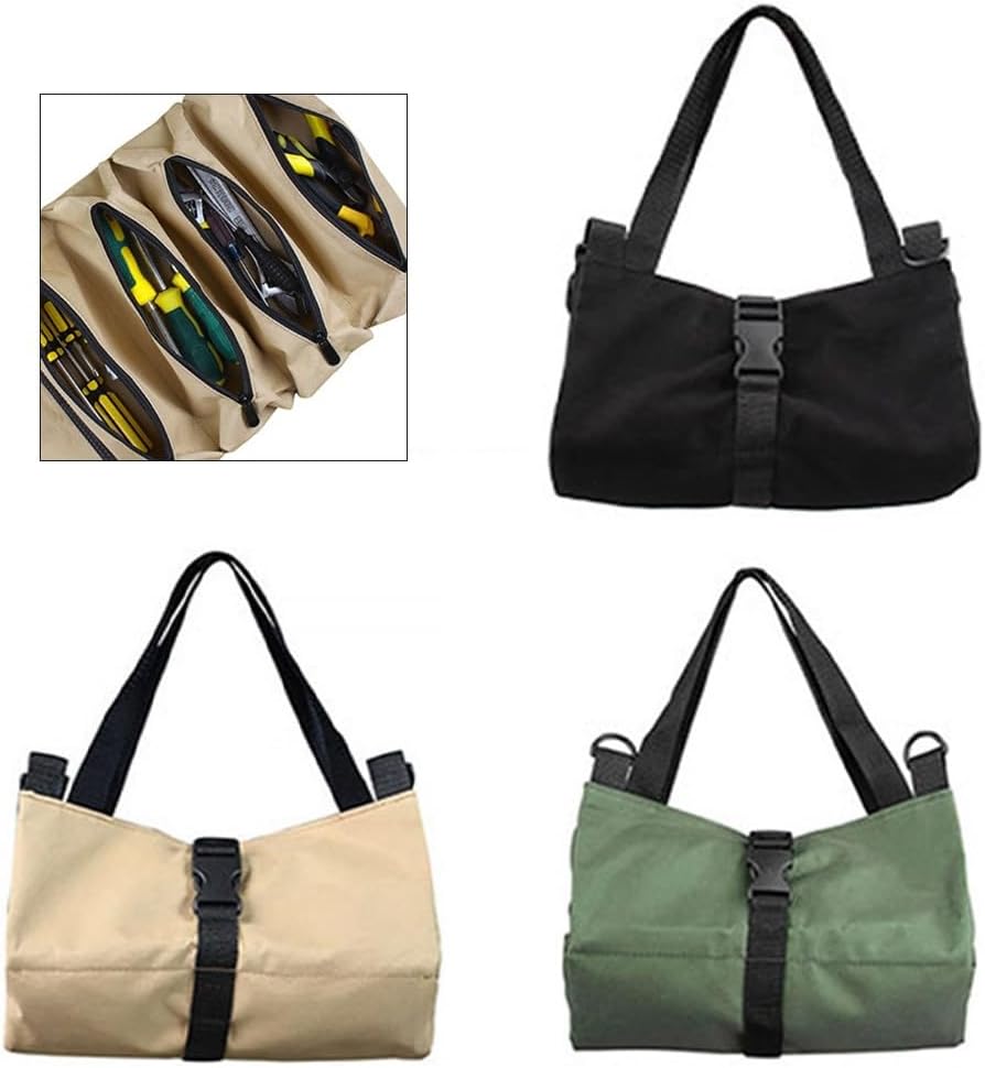  Sac à Outils Portable Fabriqué à Partir De Tissu Oxford Robuste Avec Fermetures éclair Résistantes à La Rouille Pour Charpentier, électricien, Plombier, Mécanicien, Couleur Verte, Grande Capacité De