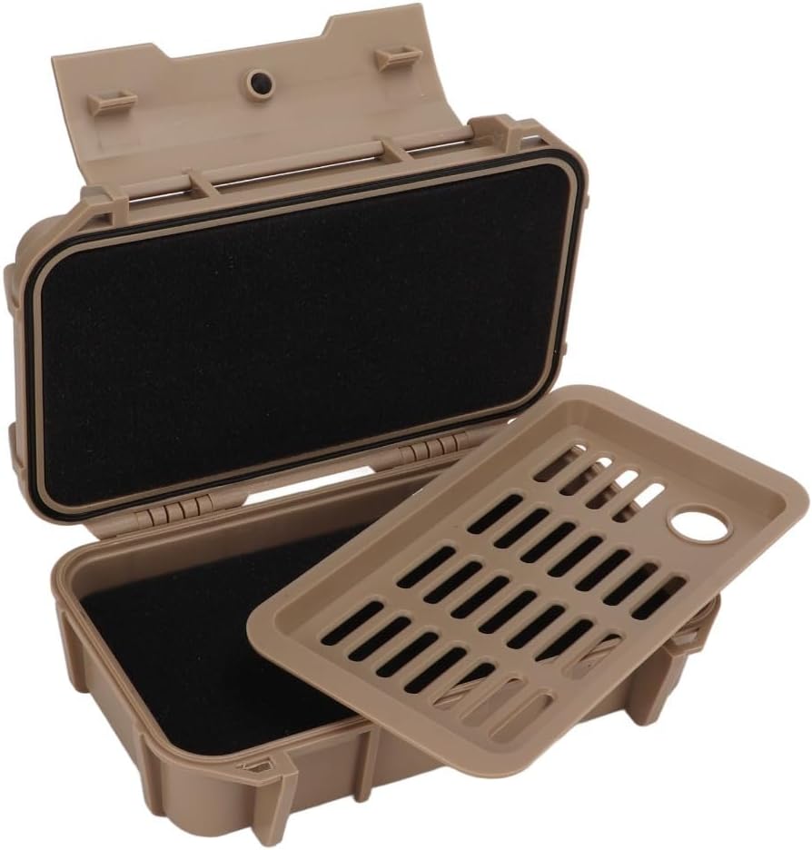  Boîte à Outils Portable étanche Double Couche ABS Résistant Aux Chocs Pour équipement De Camping En Plein Air, 21 X 13 X 6,6 Cm (kaki)