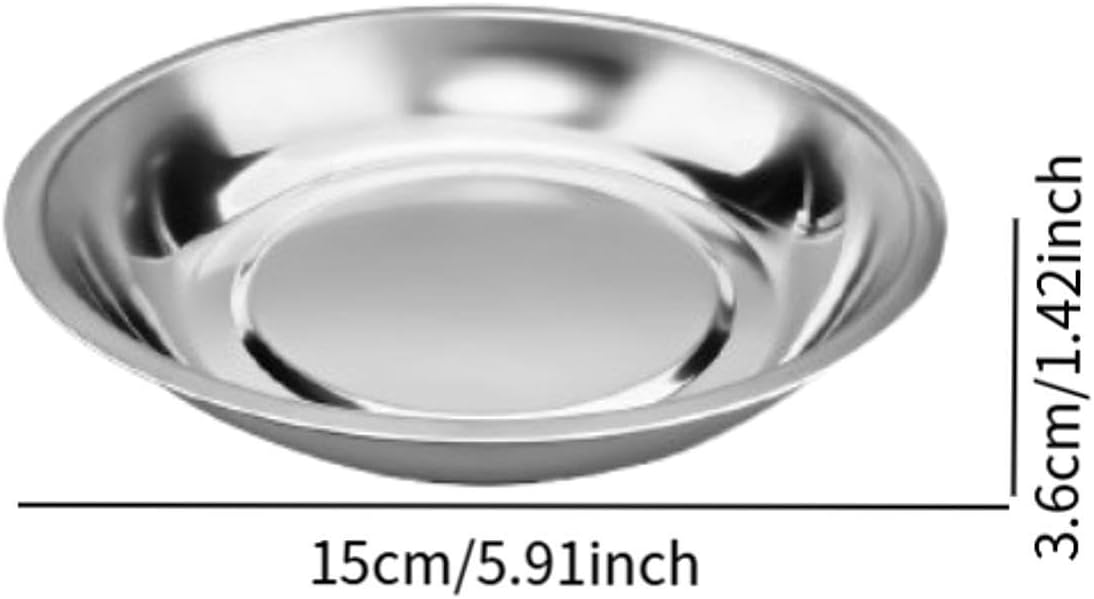  Generic Plateau Rond Automobile Bol Plat Rangement Pièces Automobiles Coupelle Organisateur Métal Acier Inoxydable Convient Pour Mécanique Travaux Atelier, 6 Pouces