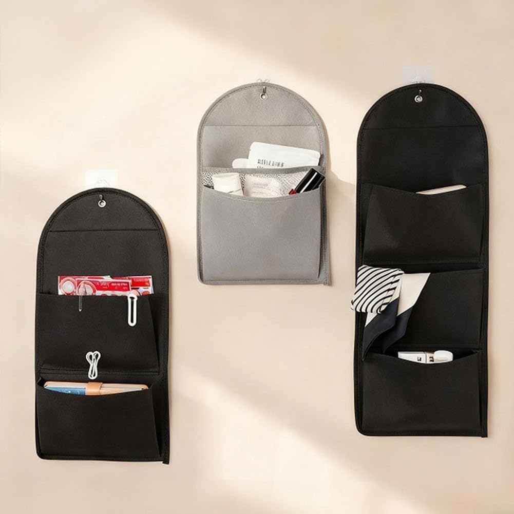  Sac De Rangement Mural à Suspendre Pour Clés, Cosmétiques, Bijoux Avec Plusieurs Poches En Tissu Non Tissé Pour Dortoir, Cuisine, Salon, Chambre à Coucher, Porte, Armoire, Placard, Gris 34 X 22 Cm