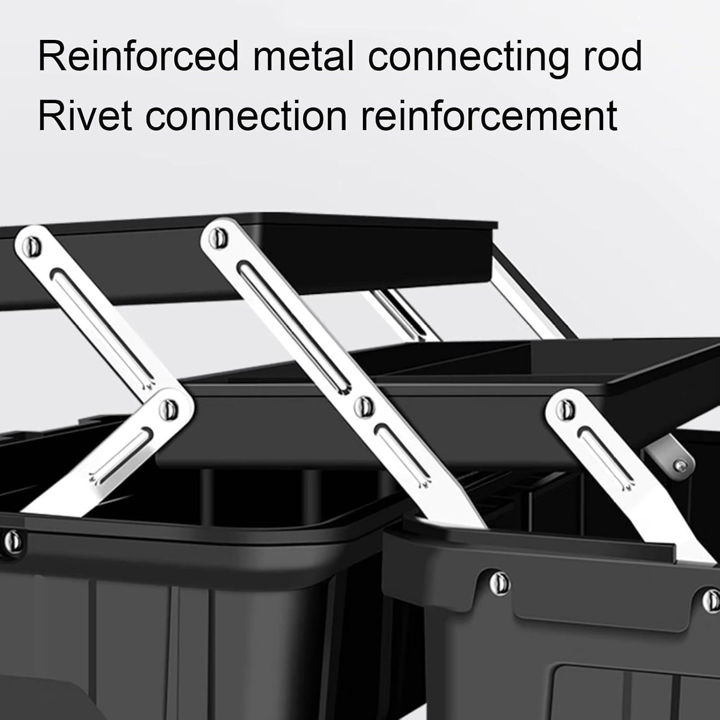  Boîte De Rangement Multifonctionnelle Pour Outils | Étui De Grande Capacité | Organiseur à Outils à Boucle En Acier Inoxydable, Rangement D'outils Pliable à 3 Niveaux, Boîte De Matériel