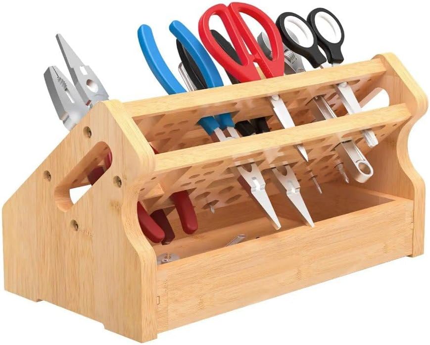  Sanfly Support De Rangement De Tournevis En Bambou, Support De Rangement De Tournevis De Bureau, Support De Rangement D'outils De Réparation Avec 53 Trous, Organisateurs De Mini Kits D'outils