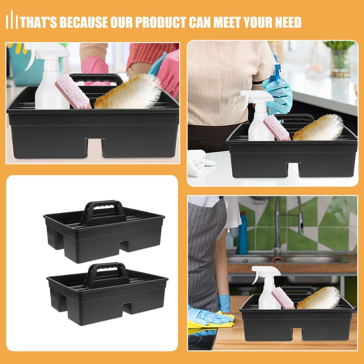  Jojofuny Panier De Rangement En Plastique 2pcs Poignées, Compartiments Multicouches Étanches, Design Splashproof Pour Accès Facile Aux Outils De Nettoyage