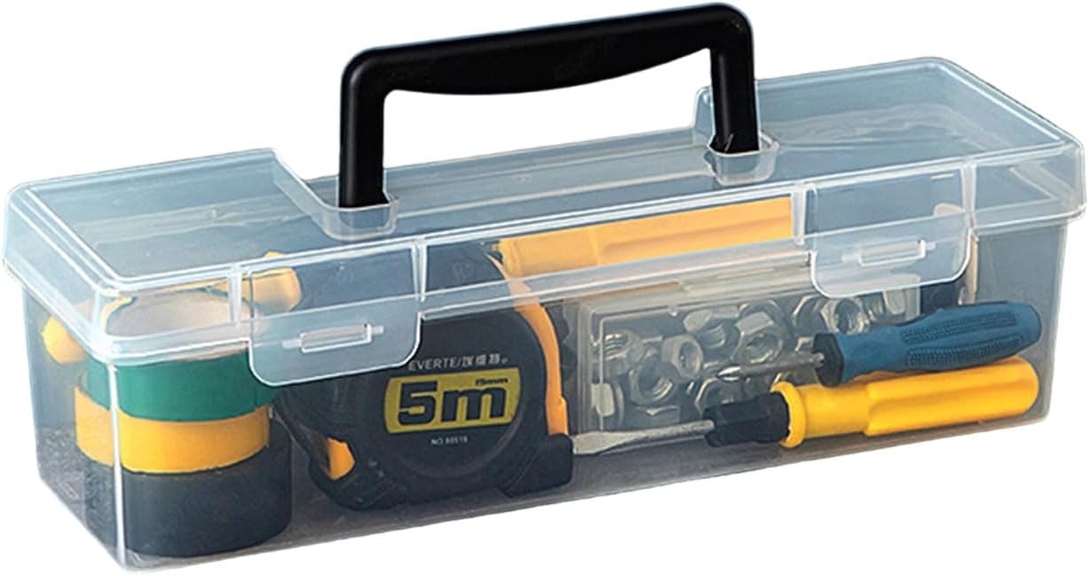  Boîte De Rangement Transparente Polyvalente Pour Outils De Réparation à Domicile, Poignée De Transport Facile Et Boîte à Outils De Construction En Plastique, Boîte De Rangement Pour Outils