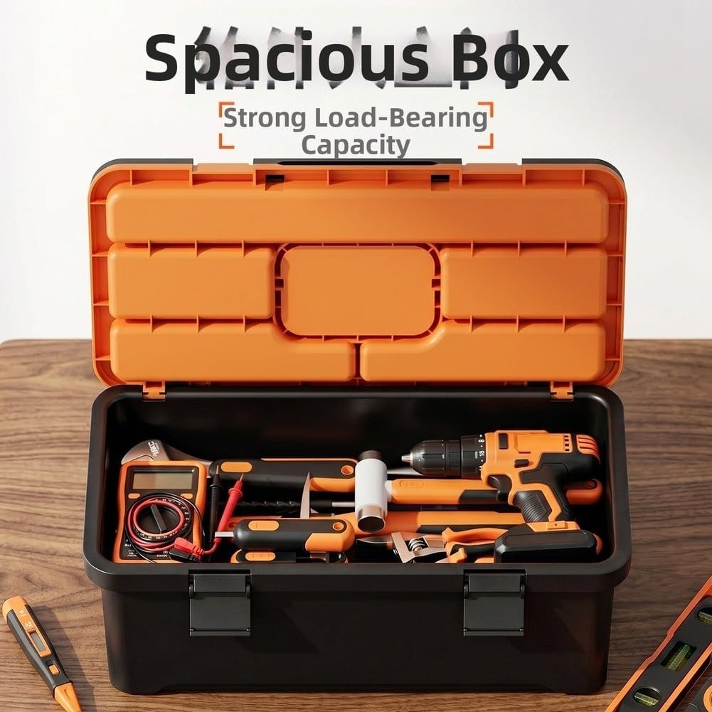  Boîte à Outils En Plastique, Organisateur D'outils, étui De Rangement, Design Modulaire à Double Couche, Matériau PP + ABS, Poignée Portable Pour Bricolage, Atelier (17)