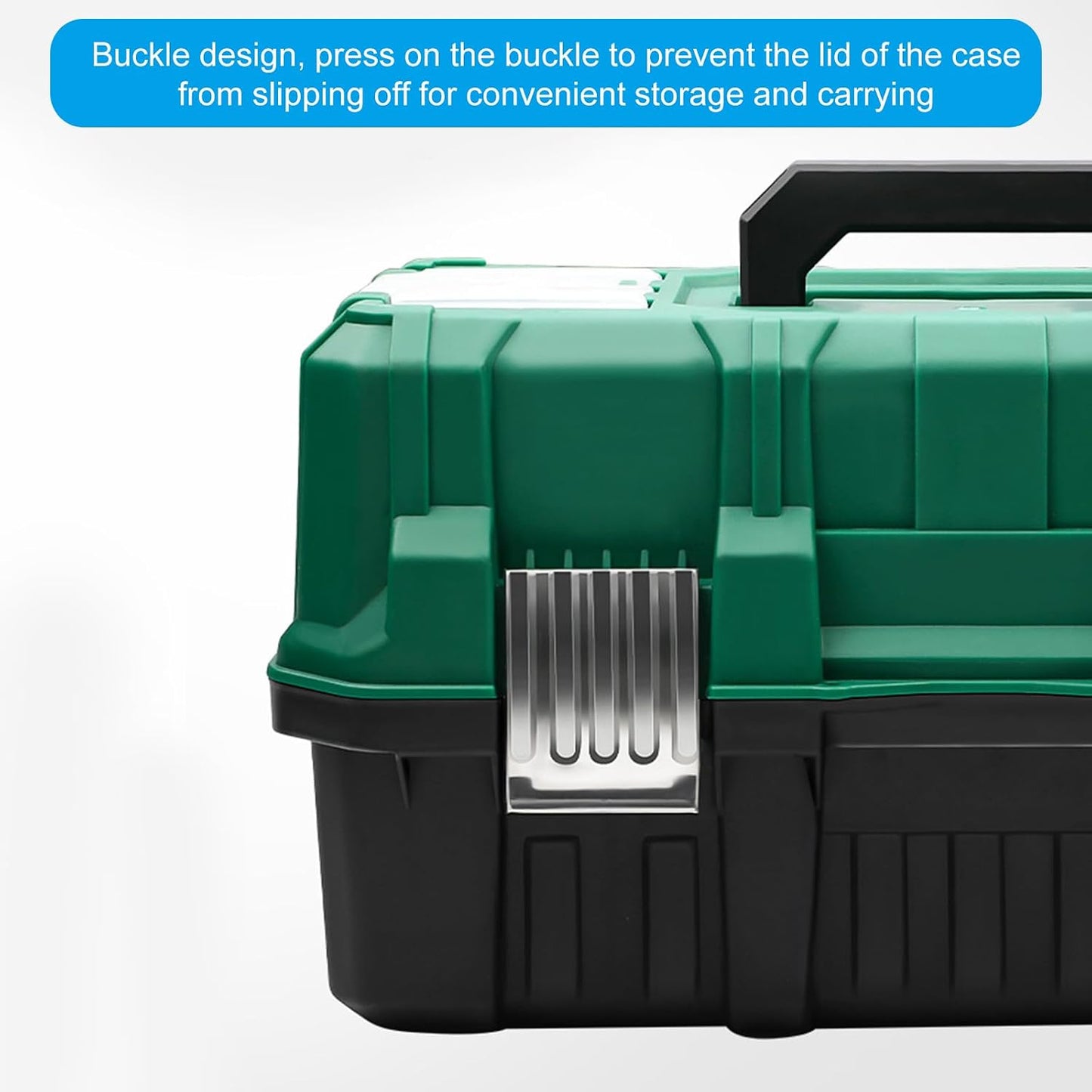  Boîte à Outils De Grande Capacité De 43,2 Cm Avec Plateau Supérieur Facile D'accès Et Poignée Confortable Pour Entrepreneurs Noir