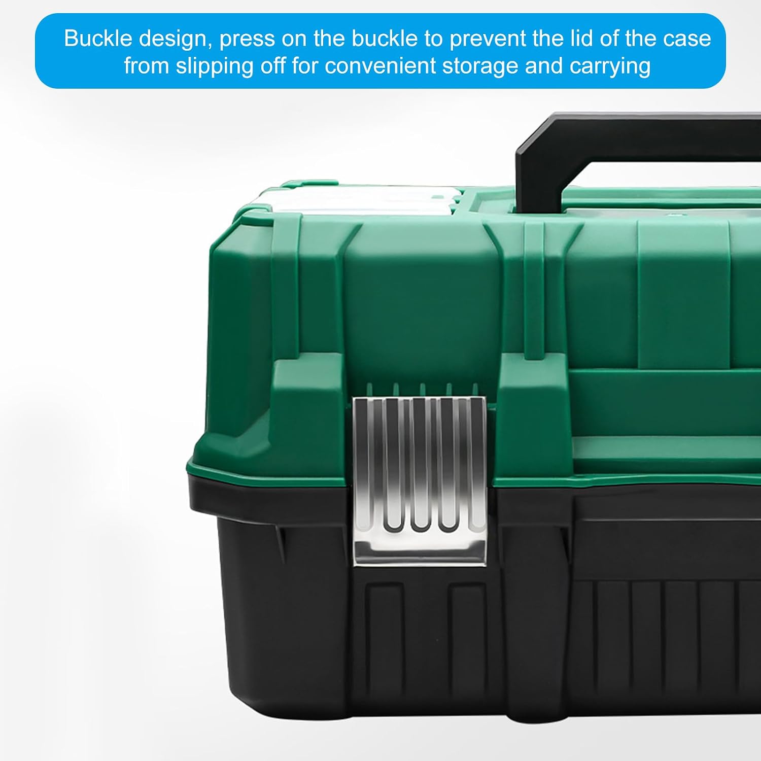  Boîte à Outils De Grande Capacité De 43,2 Cm Avec Plateau Supérieur Facile D'accès Et Poignée Confortable Pour Entrepreneurs Noir