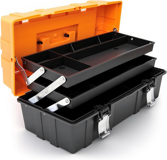  Torin ATRJH-3430T Boîte à Outils En Plastique à 3 étages De 43,2 Cm, Noir/orange