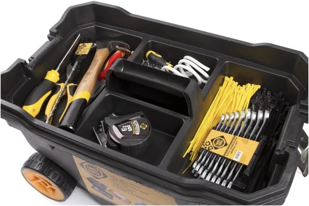  Boîte De Montage Mobile - Boîte à Outils Avec Roulettes - Dimensions : 59,5 X 42 X 38 Cm - Robuste - Avec Fermeture En Métal Et Organiseur Amovible (00051144574)