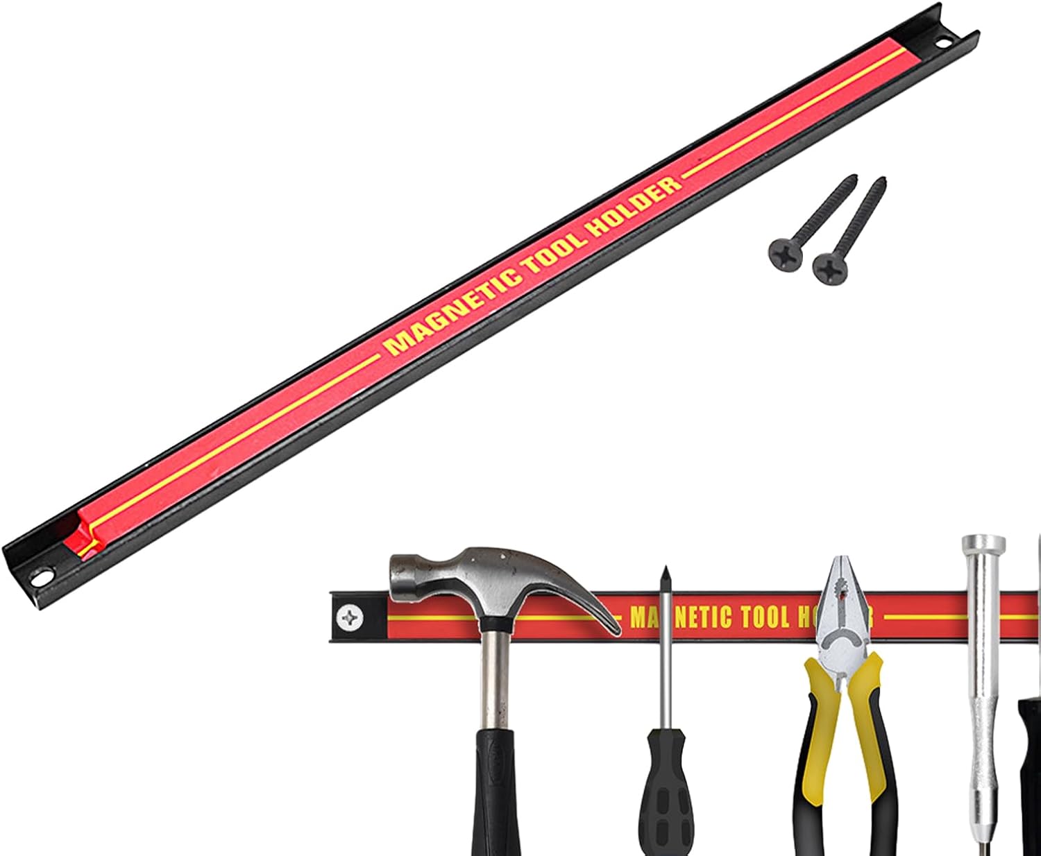  Bande Porte-outils Magnétique, Bande Magnétique Pour Outils - Support à Outils Mural De Grande Capacité,Barre à En Métal Pour Atelier, Maison, Organisateur D'outils Peu Encombrant Po