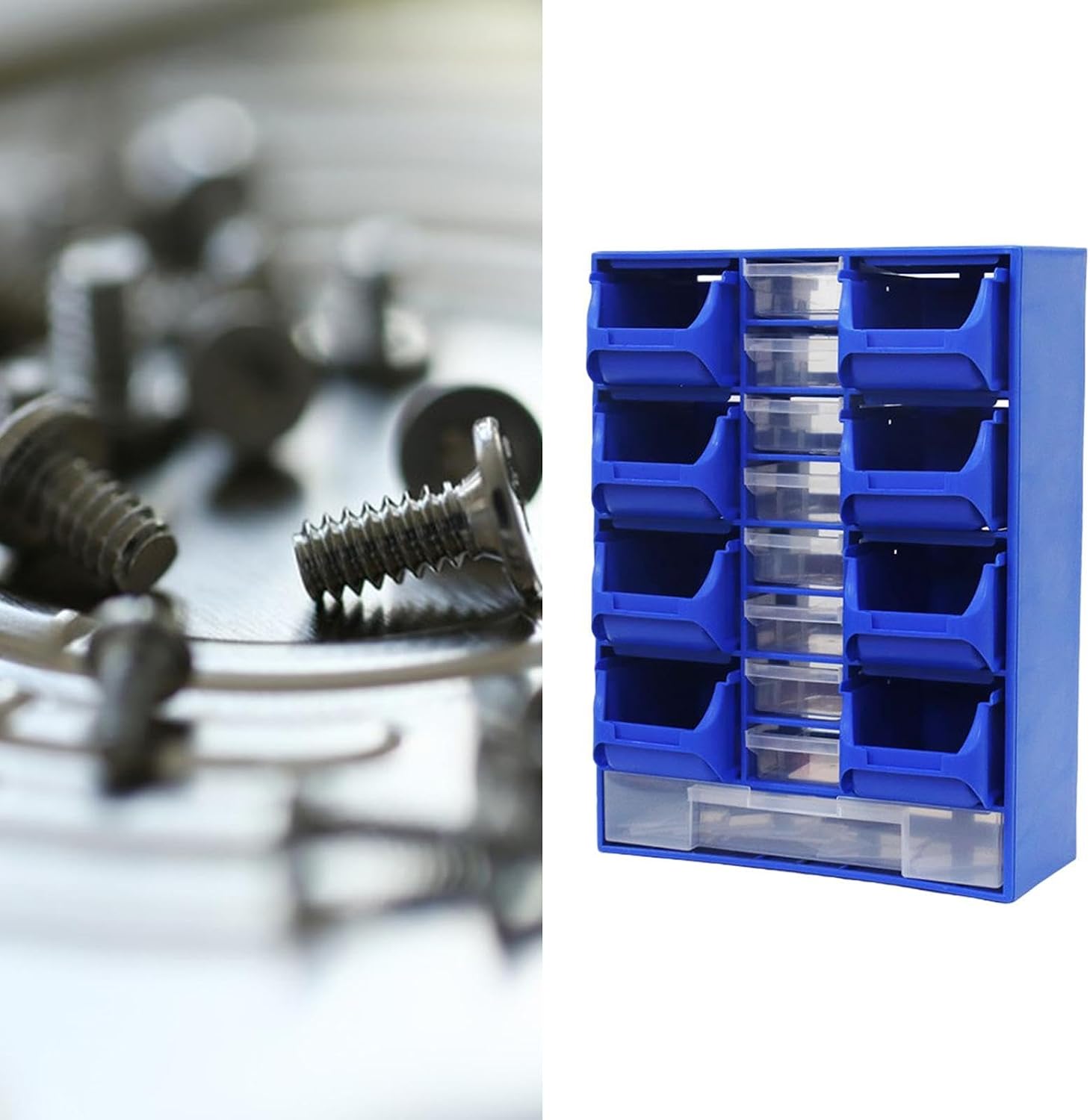  Boîte De Rangement Pour Petites Pièces, Boîte à Outils Murale, Plusieurs Tiroirs, Conteneur De Rangement Pour Petites Pièces, Bleu