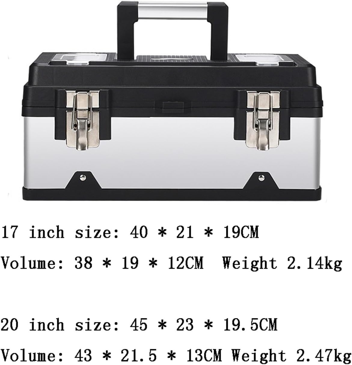  Coffret à Outils Boîte à Outils En Acier Inoxydable Kit De Réparation Matériel Portable Multifonction For La Maison Stockage Supplémentaire(17inch)