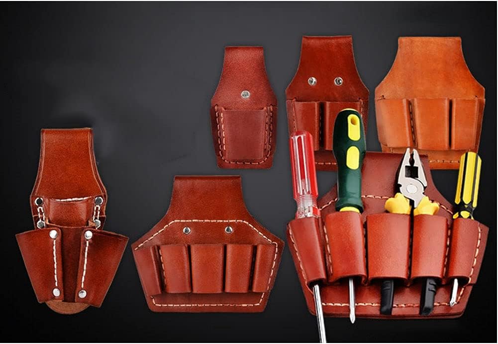 Cages Sac à Outils Cuir Sac De Rangement En Cuir Outils Porte-usines Pièces Pièces Muti Pour Hommes Hang Support Pour électricien, Plomberie, Jardinage (Size : 5 Pockets)